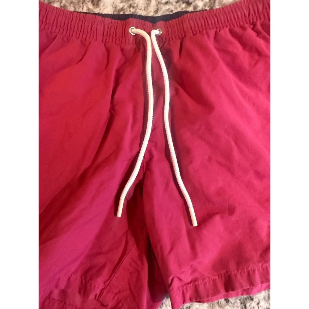 Lacoste Mens Magenta Pink Mesh Lined Swim Trunks Shorts Size M Crocodile Logo